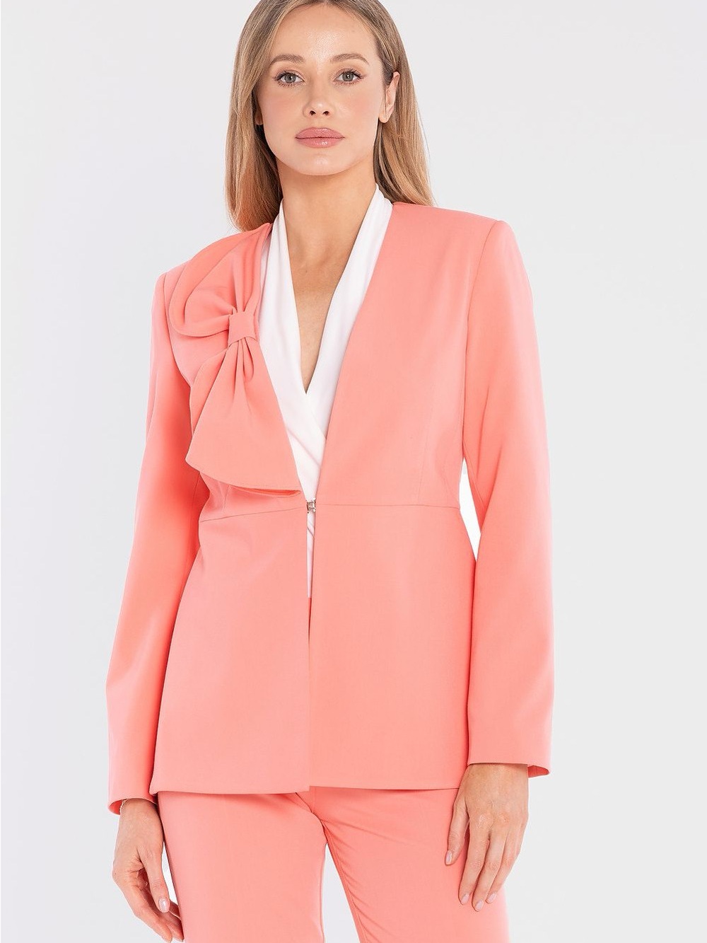 Women's Coral Bow-Detail Blazer Jacket